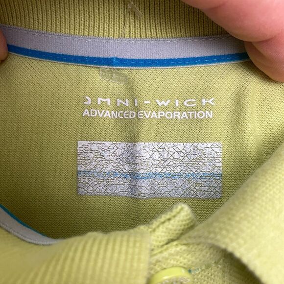 Columbia Omni Wick Polo Shirt Mens Medium Green Short Sleeve Outdoor Active Fish - Picture 4 of 9